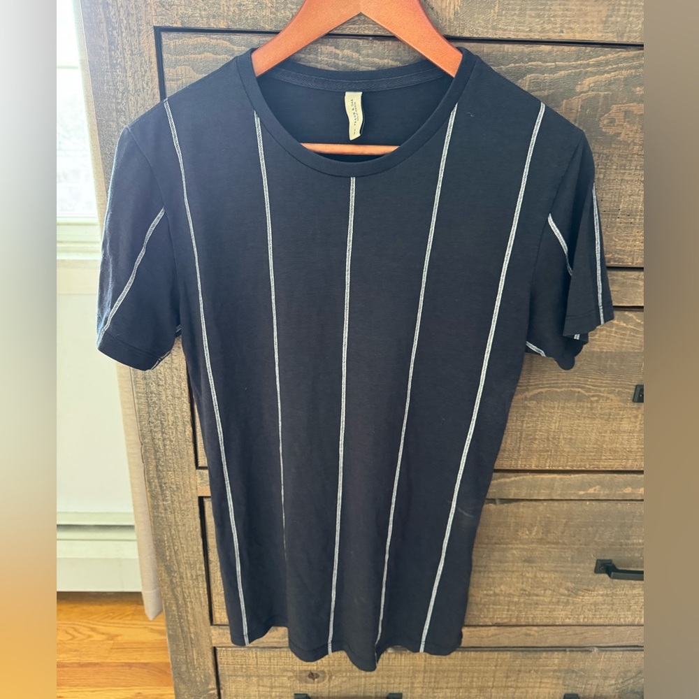 Frank & Oak Black Tee with White Stripes
